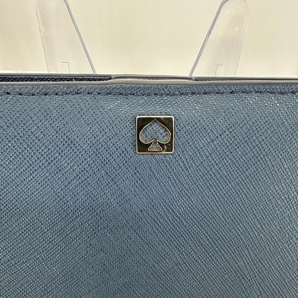 NWT Kate Spade Stacy Large Slim Bi-Fold Wallet Pebble Blue Quiet Luxury Chic